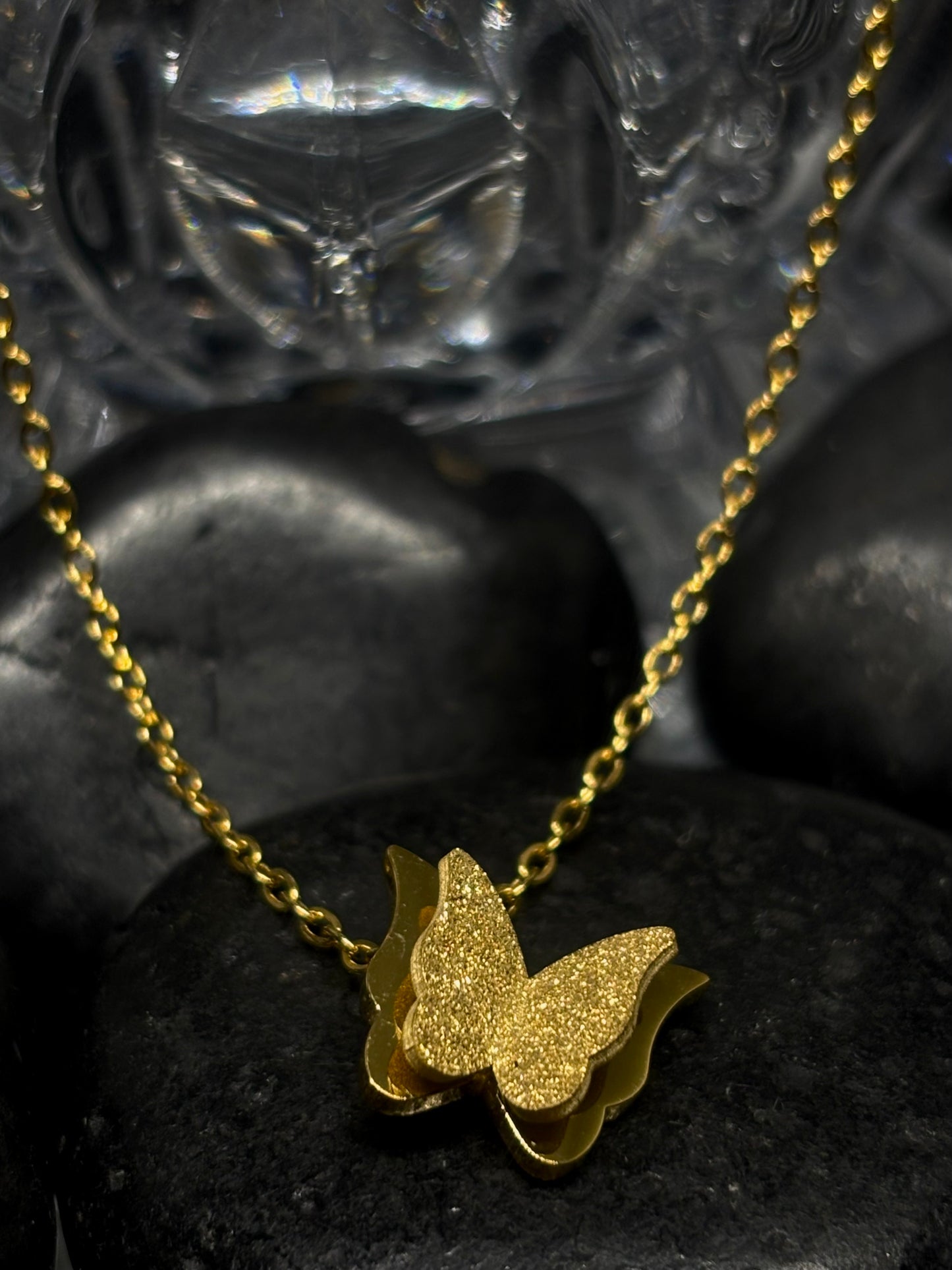 French Vintage Fashion style Butterfly 18k gold plating Temperament necklace.