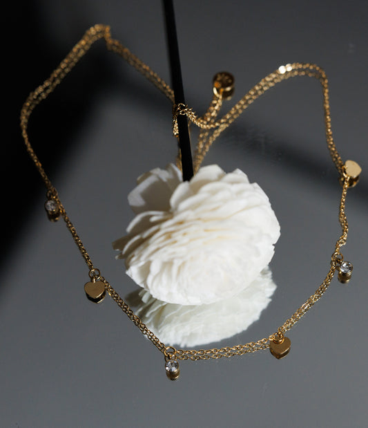 Crafted using top-grade materials, this stainless steel necklace features a charming tassel and intricate zircon heart pendant.