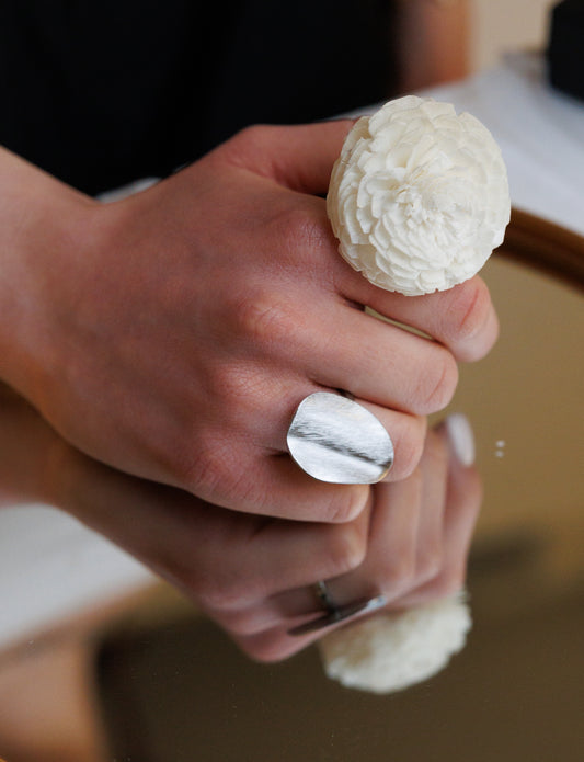 adjustable silver ring Crafted with a special brushed matte finish.