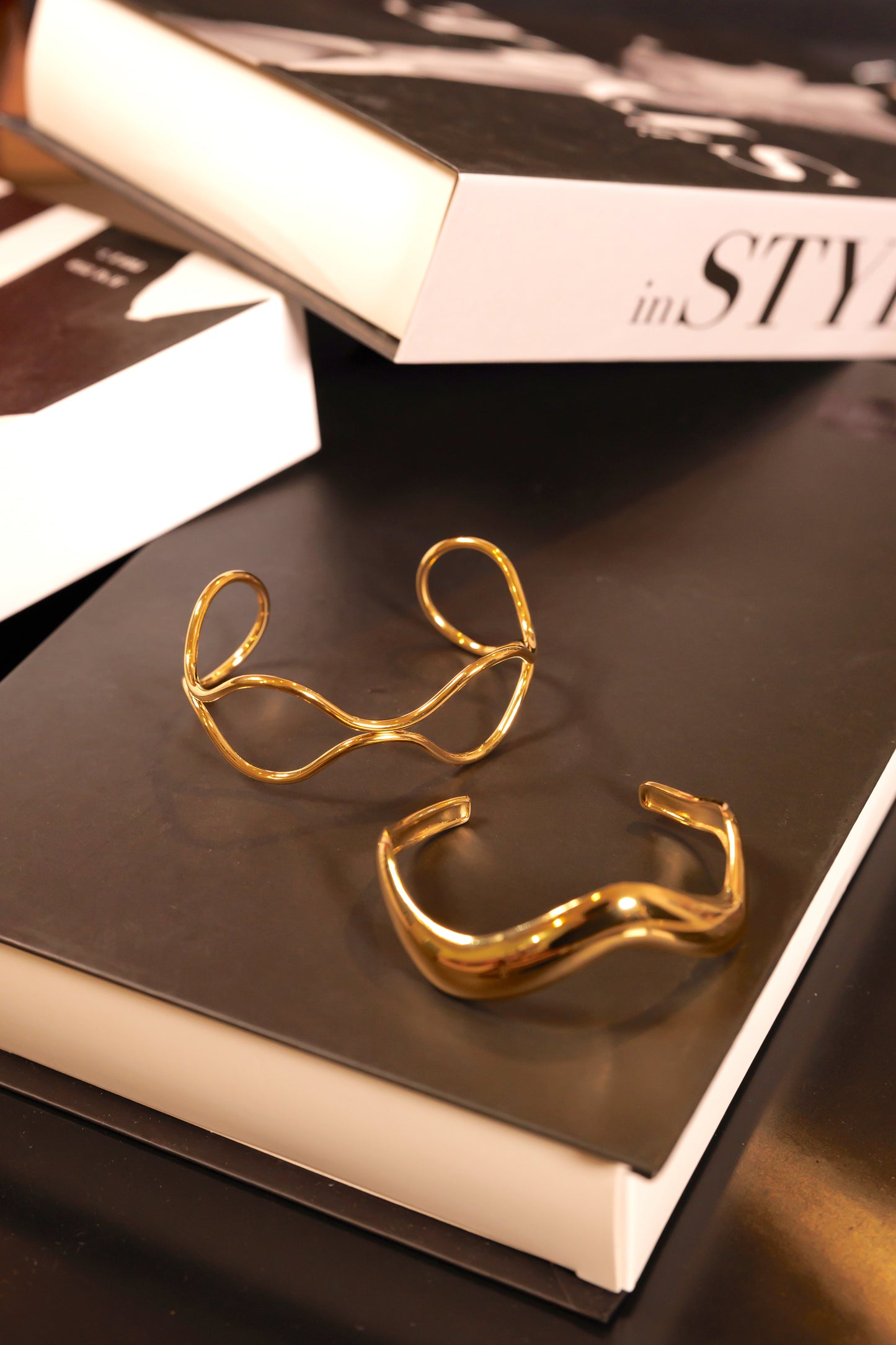 18K Gold Hammered Cuff Bracelets