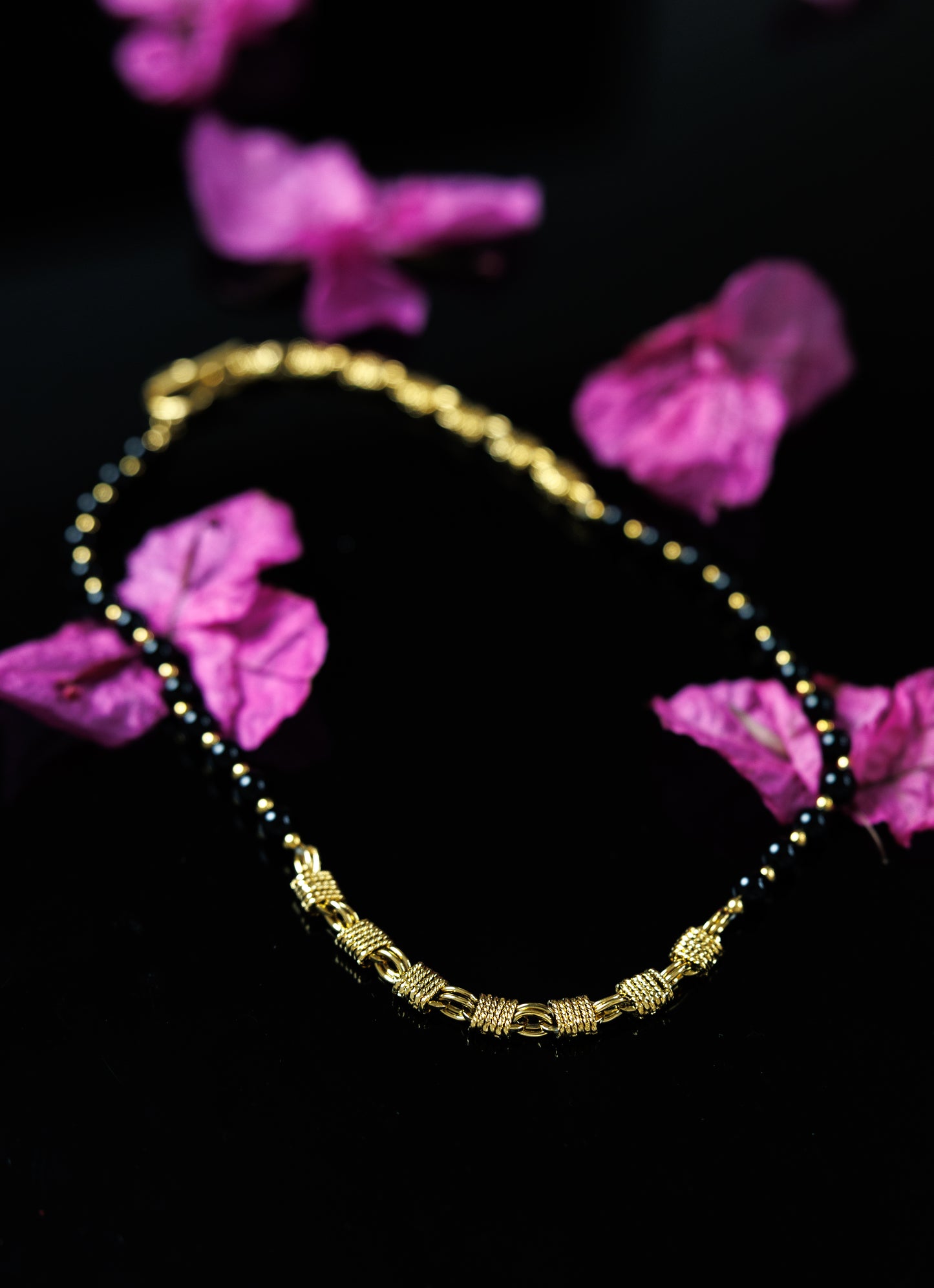 Black agate splicing chain necklace