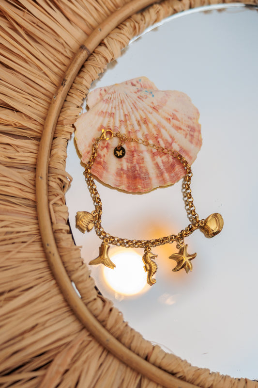 18K Gold-Plated Ocean Charm Bracelet – Stainless Steel
