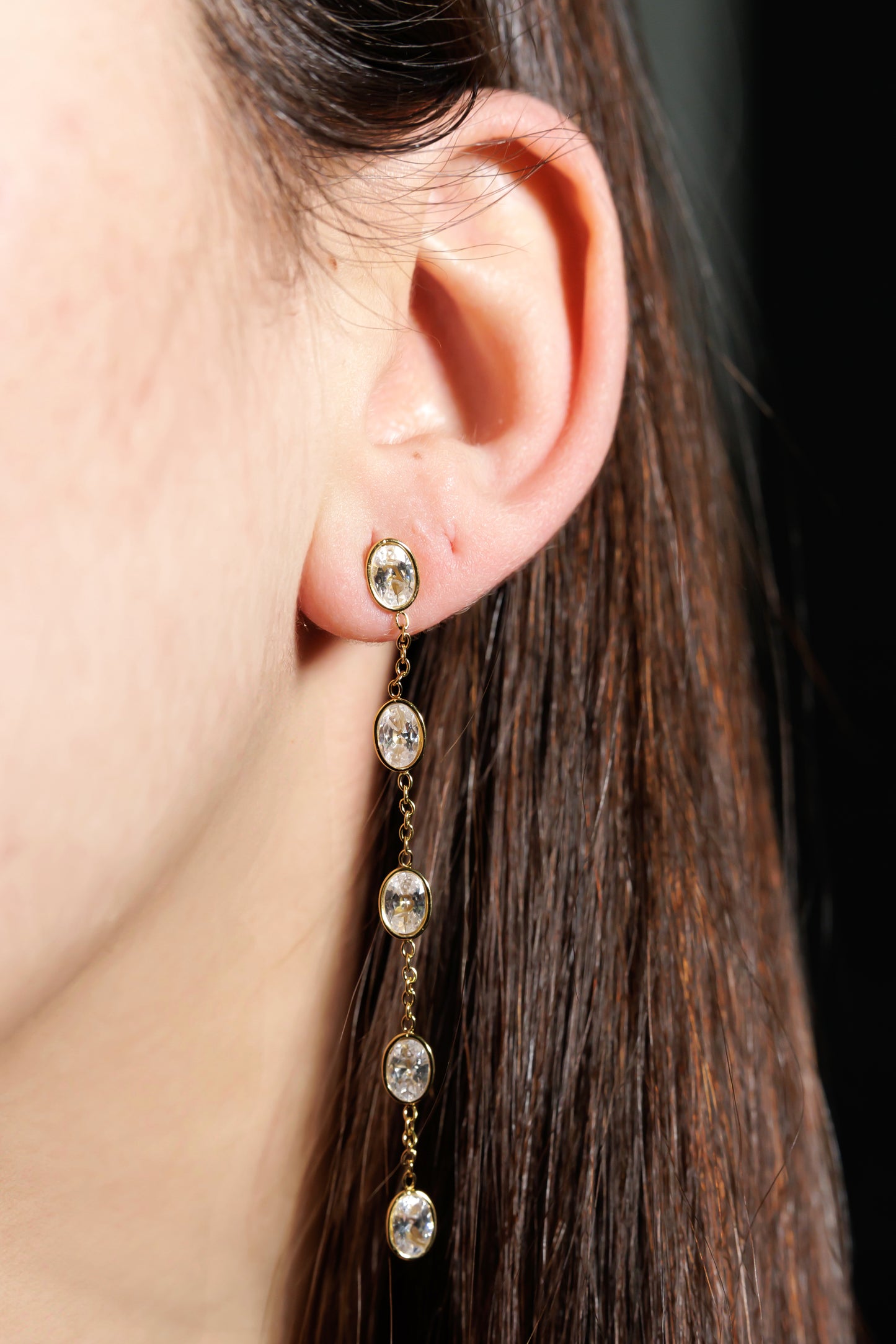 18K Gold Zirconia Tassel Earrings