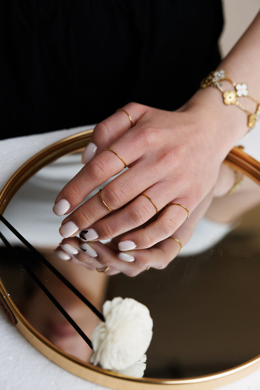 5 Trendy minimalistic rings gold colour with 5 different size(5,6,7,8,9)