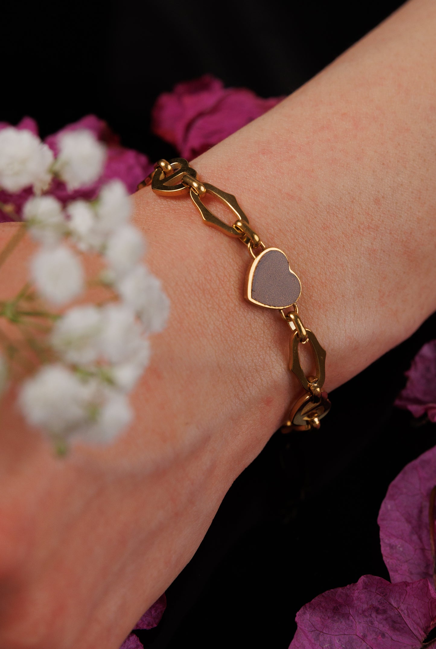 Enamel heart bracelet