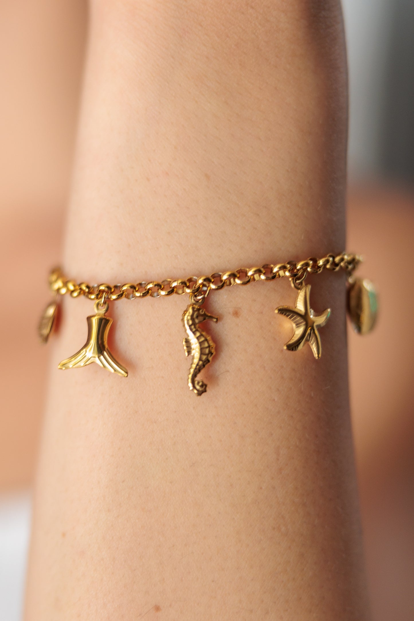 18K Gold-Plated Ocean Charm Bracelet – Stainless Steel