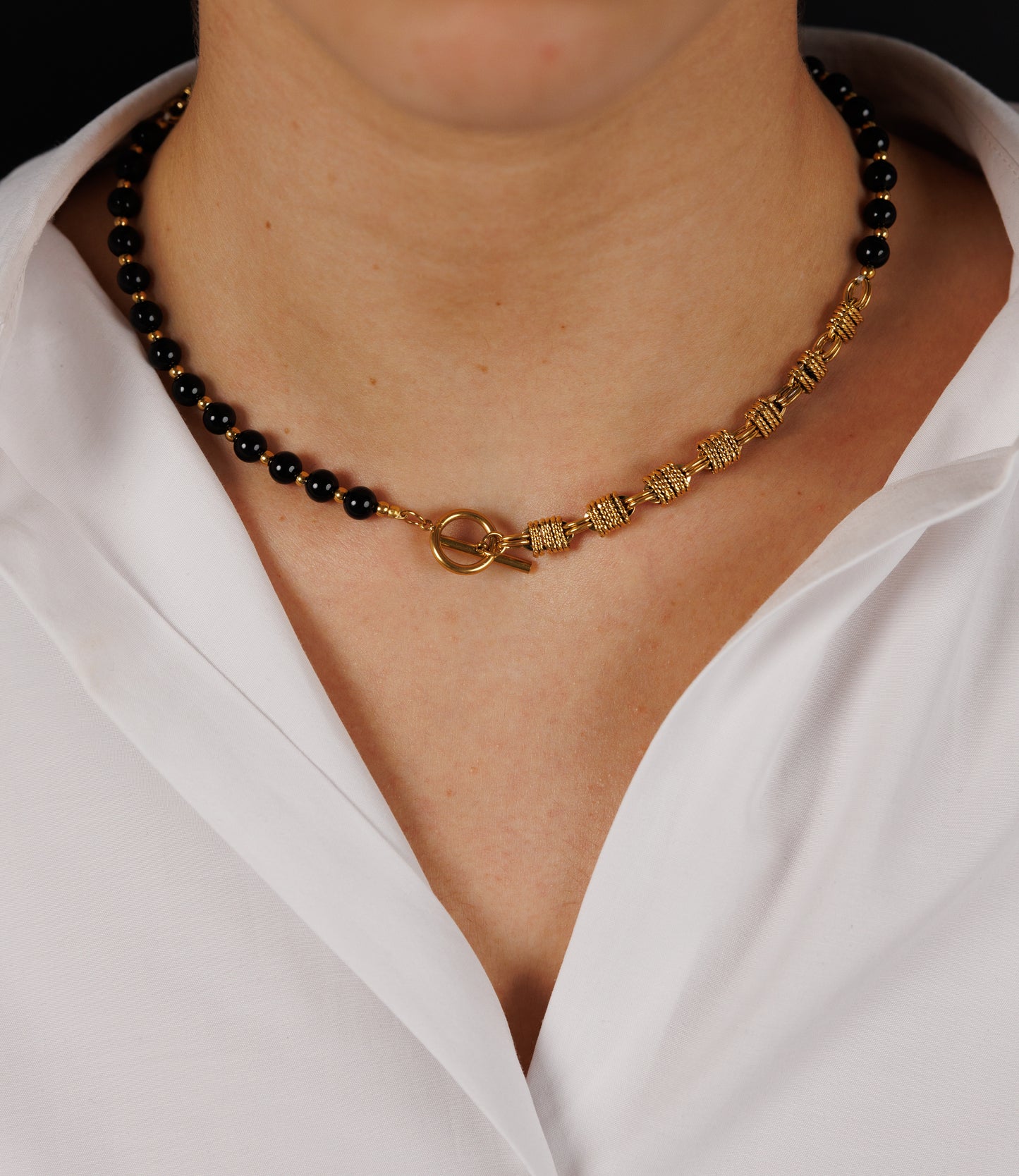 Black agate splicing chain necklace