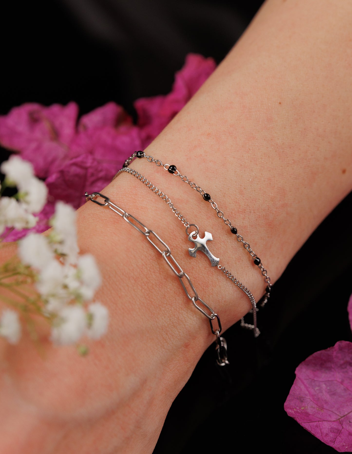 stylish three layer cross bracelet