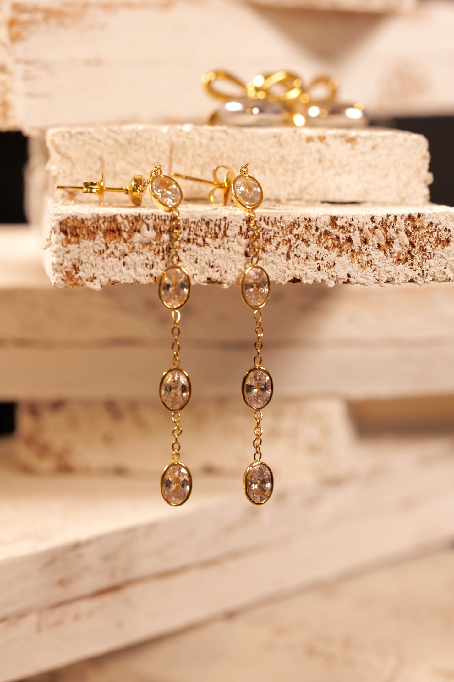 18K Gold Zirconia Tassel Earrings