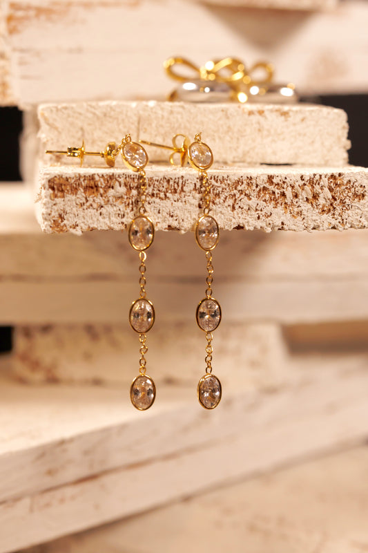 18K Gold Zirconia Tassel Earrings