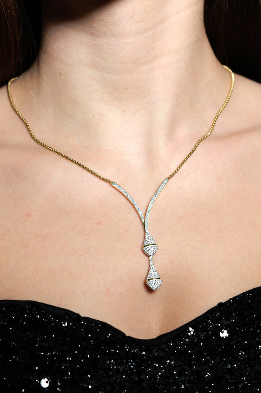 Full bling diamond zircon necklace.