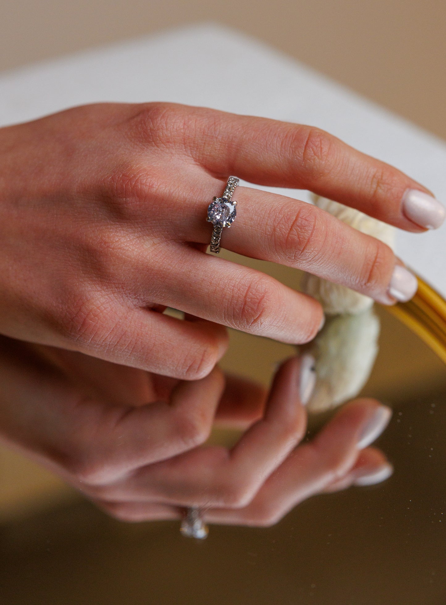 Solitaire Ring with Sparkling Zircon – Size 8