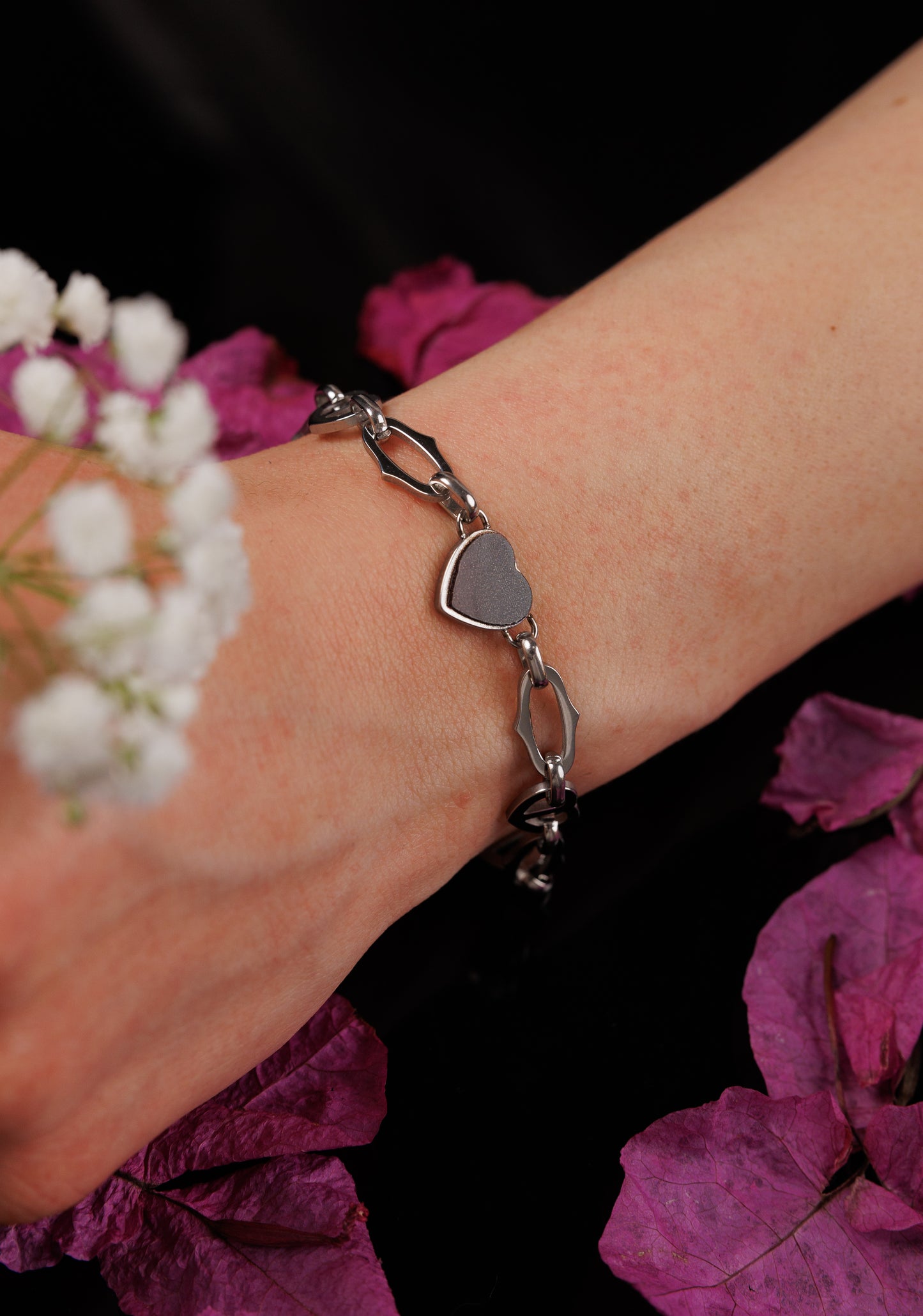 Enamel heart bracelet