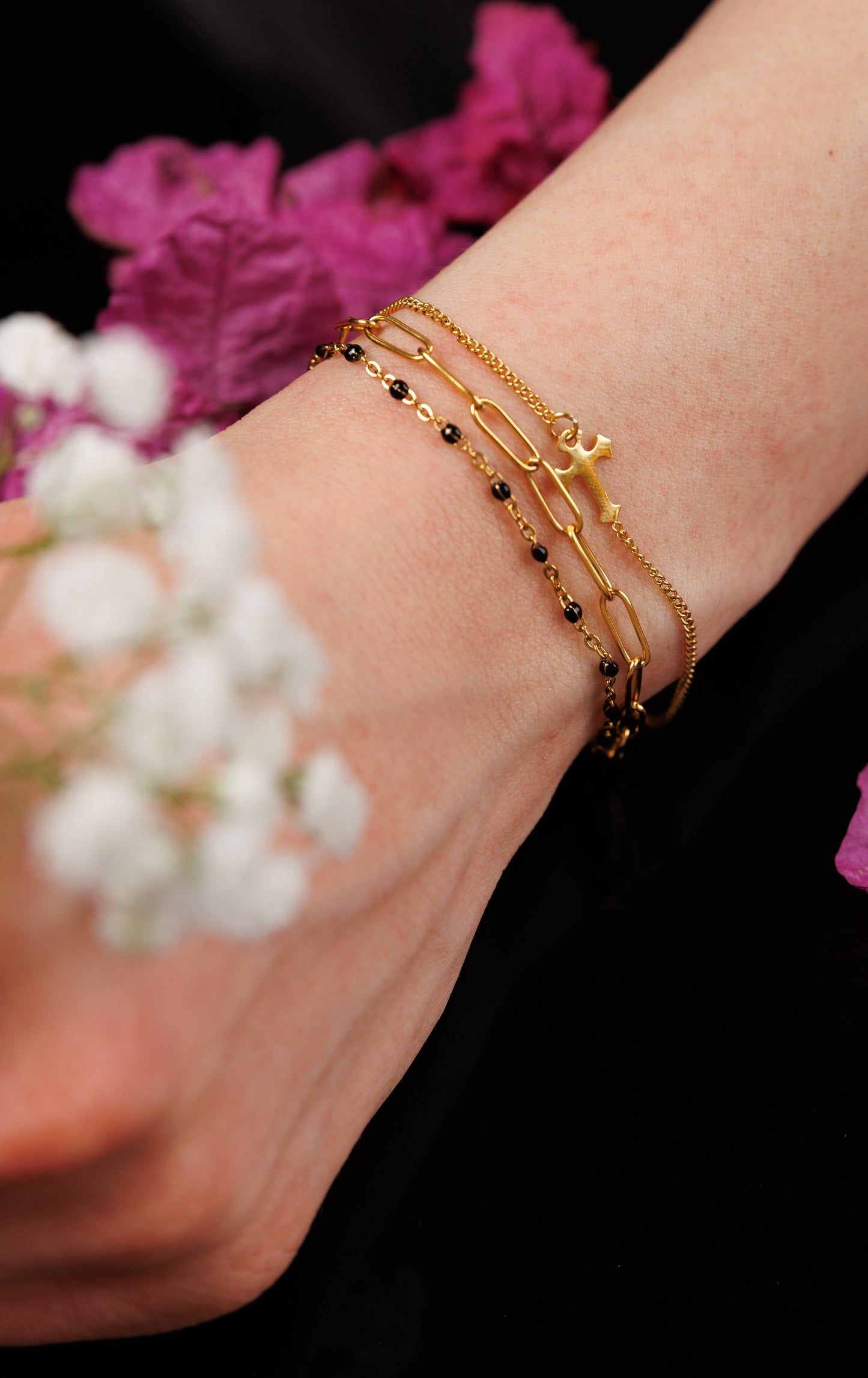 stylish three layer cross bracelet